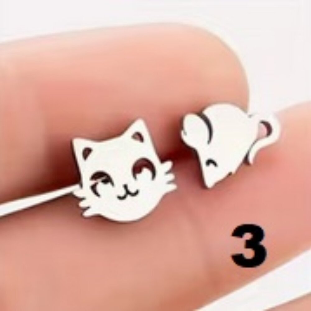 Purr-fectly Cute - Choice - Stainless Steel Post Earrings - Picture 4 of 9